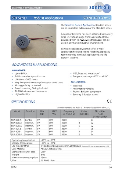Sonitron-SRA-Piezo-Buzzers-Transducers